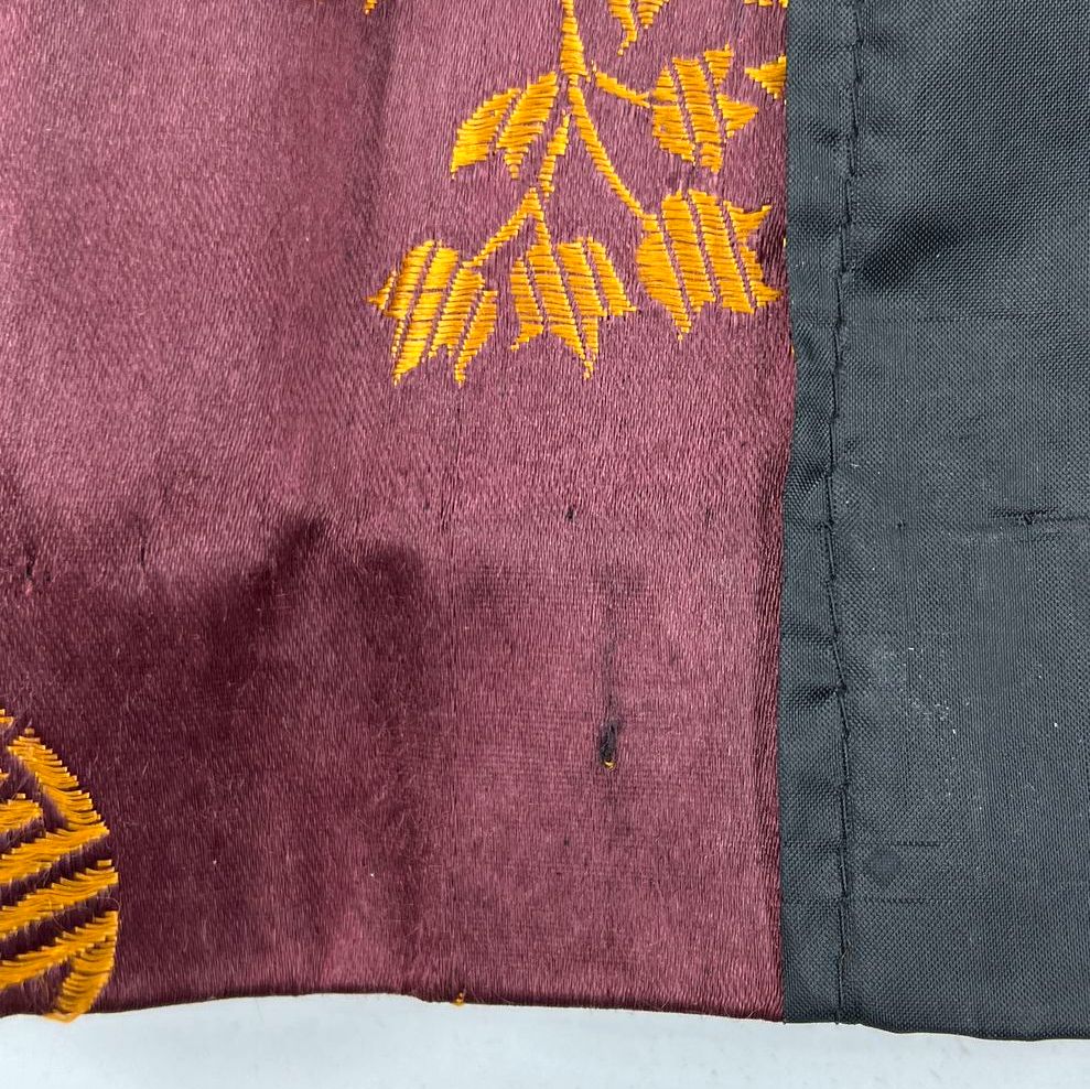 Vintage 60s Chinese Embroidered Brocade Kimono Haori Jacket Burgundy Gold