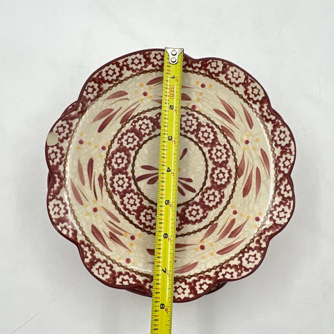 Temp-tations Old World Cranberry 8" Salad Dessert Plate Set 6 Ceramic Ovenware