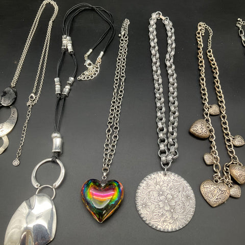 Chico's 1946 Fashion Jewelry Lot of 7 Necklaces Statement Tassel Heart Floral