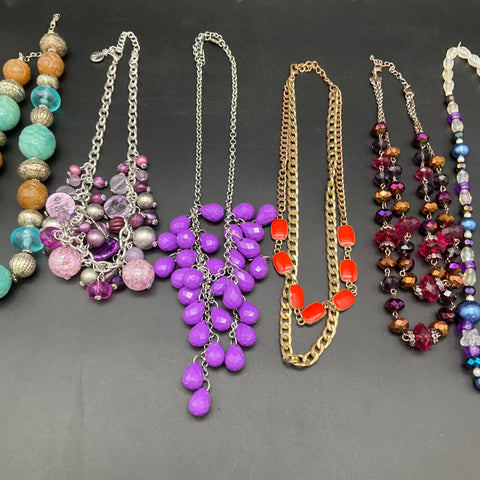 Mixed Costume Jewelry Lot of 8 Necklaces Beaded Enamel Celestial 1.1 lbs