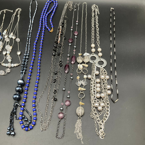 Modern Costume Fashion Necklace Jewelry Lot of 11 Beaded Chain Statement