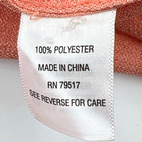 Mary G. Palm Beach Women's Peach Textured Henley Tunic Top Flower Buttons Sz M