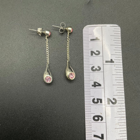 Montana Silversmiths Silver Tone Pink Stone Open Heart Necklace Earrings Set