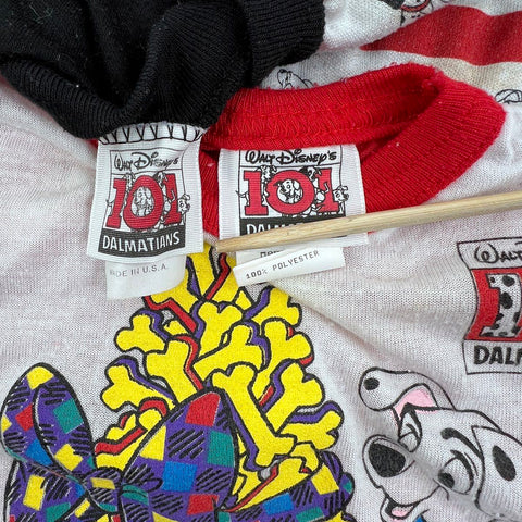 Vintage 90s Disney 101 Dalmatians Toddler Lot of 2 Graphic Striped Shirts Sz 2T