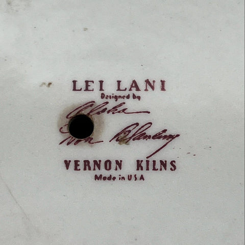 Vernon Kilns Lei Lani Plate Don Blanding Design 9.5" Center Hole with Stand