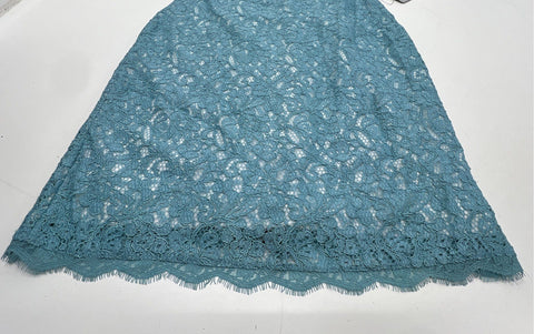 Adrianna Papell Women's Turquoise Sleeveless Lace Dress Eyelash Hem NWT Sz 8P