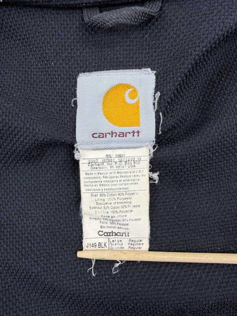 Carhartt J149 Thermal Lined Duck Active Jac Faded Black Hooded Jacket Mens L