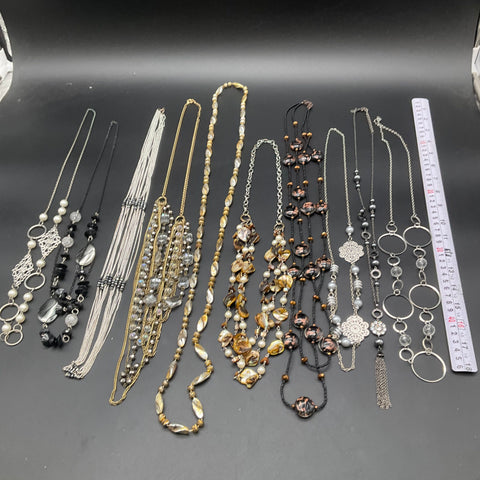 Statement Necklace Lot of 10 Boho Beaded Multi-Strand Faux Pearl Shell Jewelry