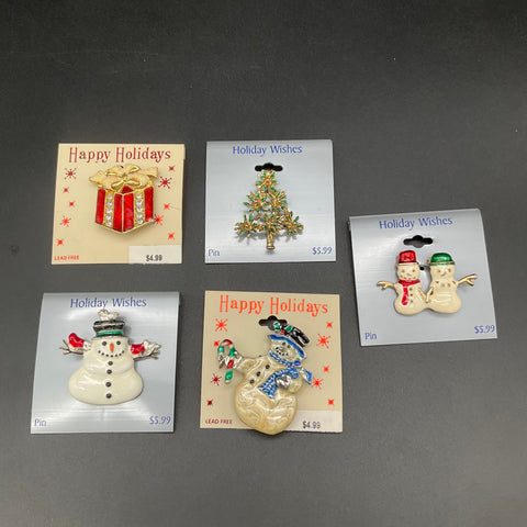 Vintage Christmas Holiday Brooches Lot 12 Signed Tancer Art Kmart Enamel Pins