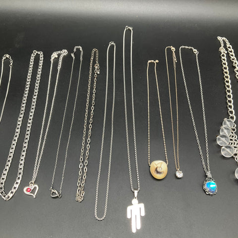 Vintage to Modern Costume Jewelry Lot of 18 Necklaces Silver Gold Tone Pendants