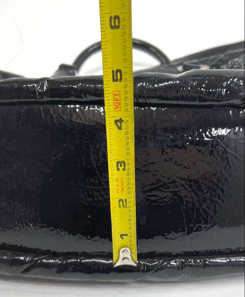 Coach Madison Sophia Satchel Black Quilted Patent Leather Silver Hardware