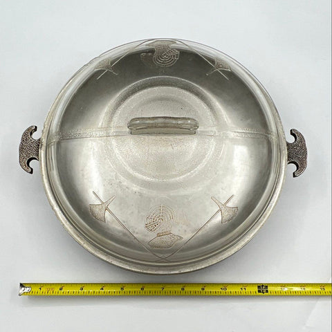 Vintage Guardian Service Cast Aluminum Round Roaster with Knight Glass Lid
