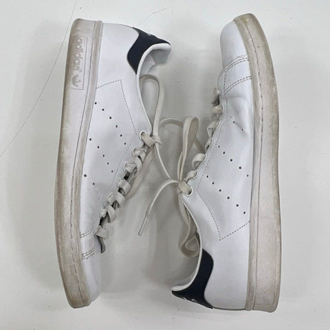 Adidas Stan Smith S81020 White Navy Leather Low Top Sneakers Size 8.5