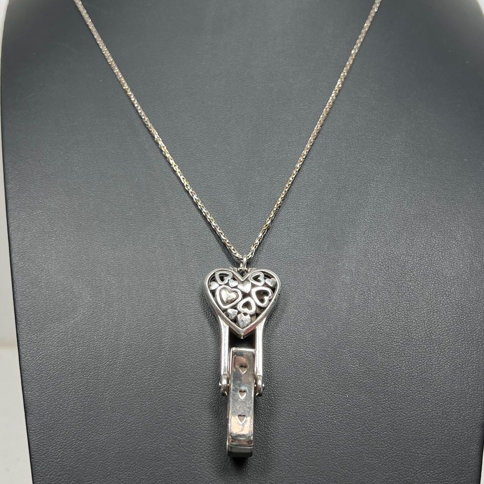 Brighton Silver Plate Heart Clip Lanyard Necklace
