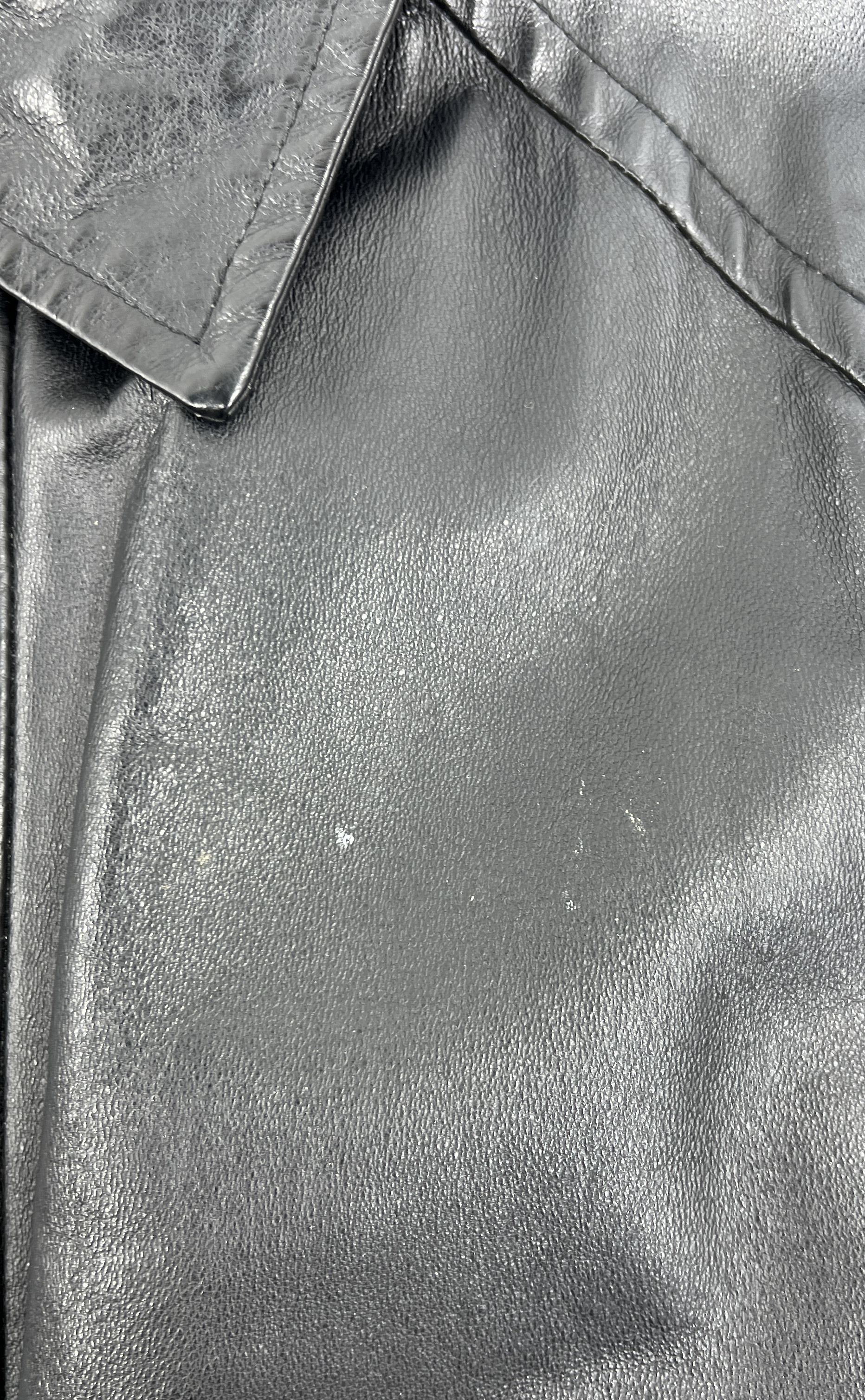 Phase Two Black Leather Full Zip Field Jacket Coat Men's Size XL
