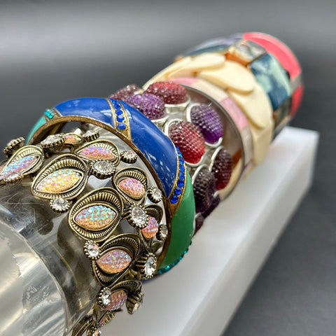 Enamel Rhinestone Shell Fashion Bracelet Lot of 8 Vintage & Modern Styles