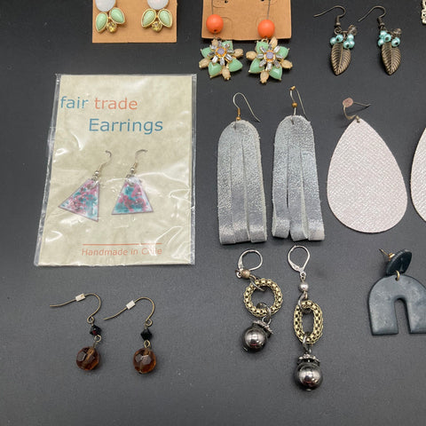 Plunder Design Fair Trade Costume Jewelry Lot 20 Pairs Dangle Stud Earrings Boho