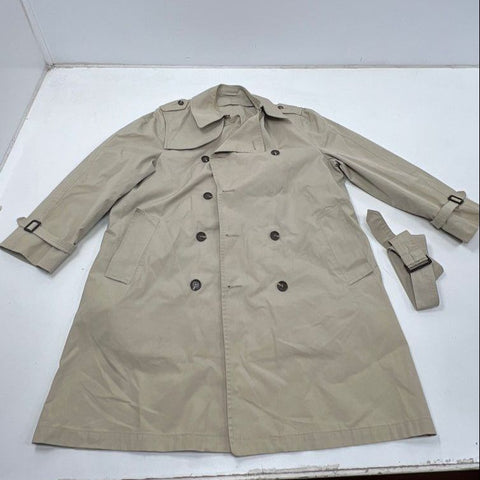 Vintage 80s Gleneagles Double Breasted Belted Trench Coat Raincoat Sz 42 REG