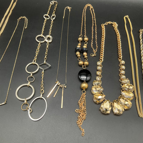 Statement Boho Minimalist Fashion Jewelry Lot of 10 Gold & Silver Tone Necklaces