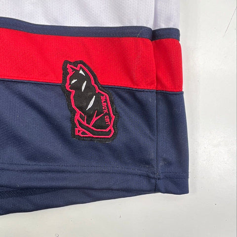 Black Cat Hockey Men's Veterans Day Warrior #22 Hockey Jersey Navy Blue Sz 2XL