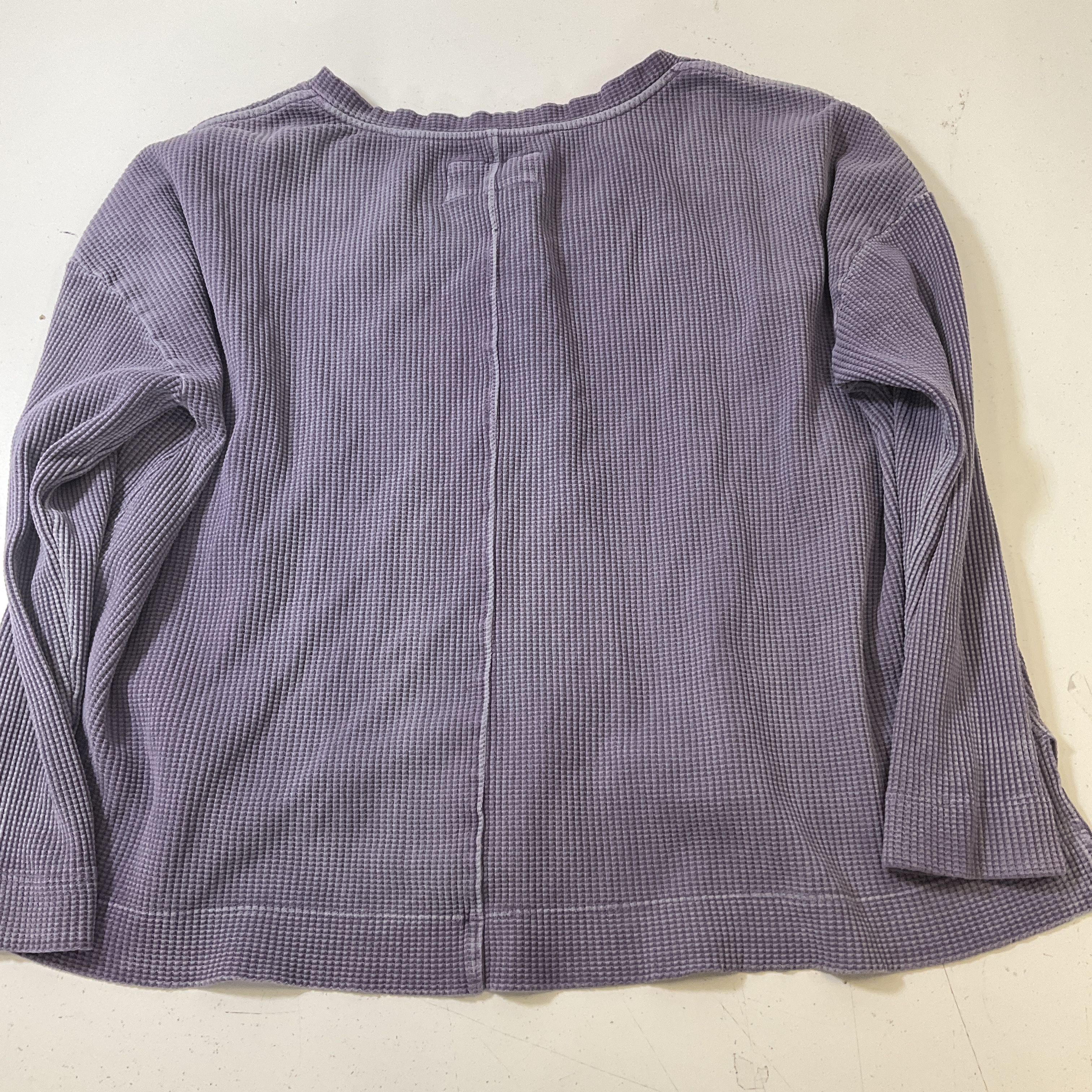 Pilcro Anthropologie Women's Boxy Purple Waffle Weave Long Sleeve Shirt Size M