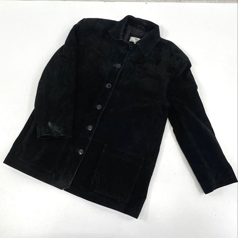 Danielle Martin Women's Black Suede Quilted Button Front Jacket Sz L