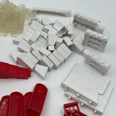 Vintage Elgo Toy Bricks Building Block Lot Mixed Parts Windows Fences Red White
