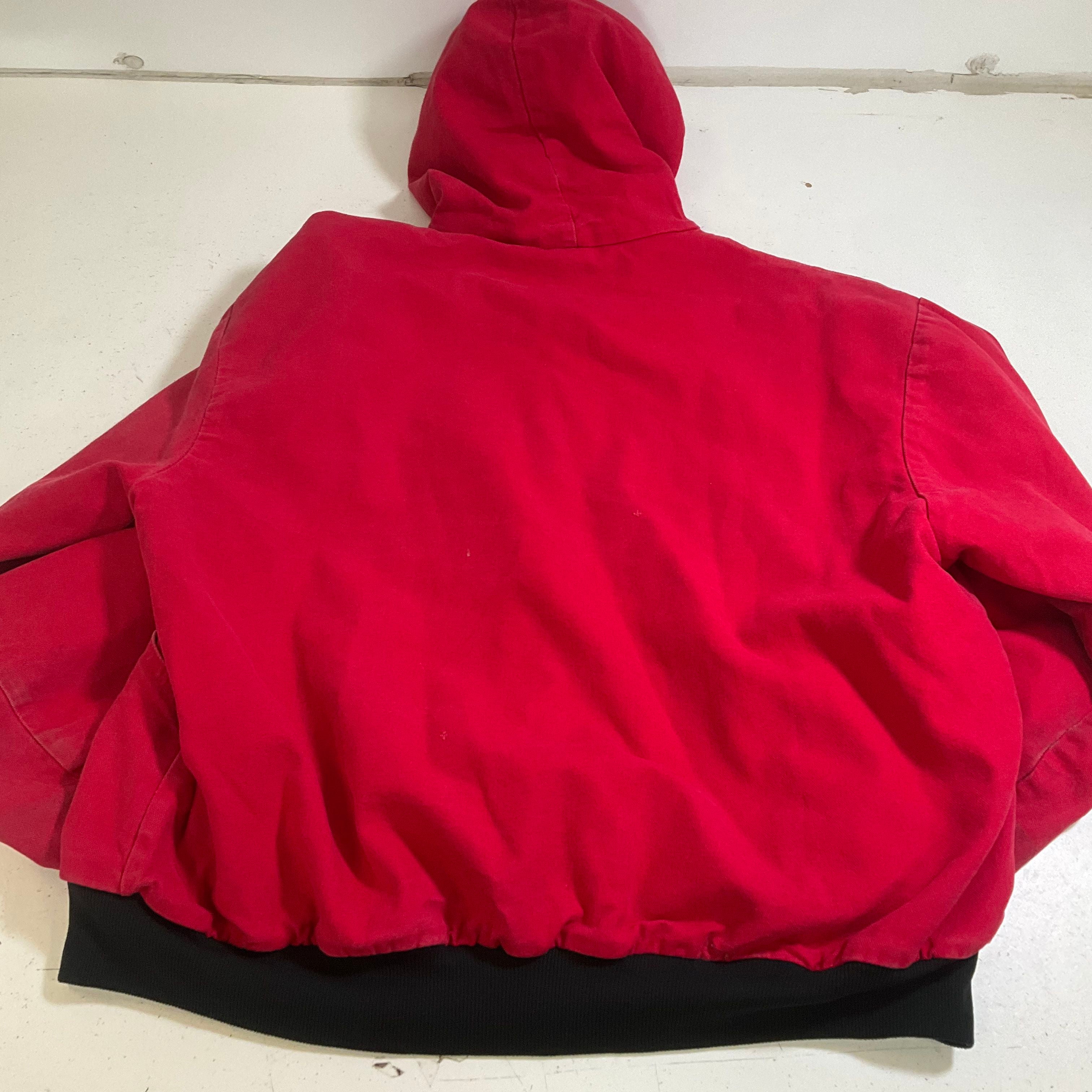 Vintage 80s Pella Red Hooded Thermal Lined Work Jacket Men's XL USA Made