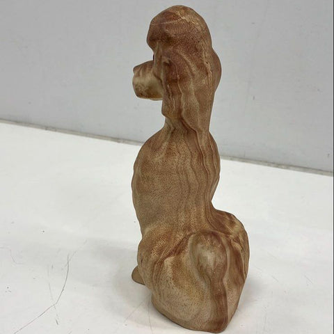 Vintage Mid-Century Modern Poodle Figurine Brown Marbled Glaze 13" Tall Statue