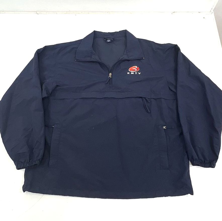 Vintage 90s Lands End KMTV Half Zip Pullover Windbreaker Jacket Mens M