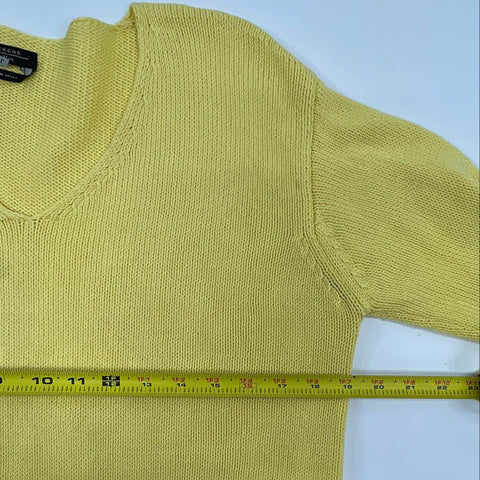Weekend Max Mara Women's Yellow V-Neck Knit Sweater Made in Italy Size L