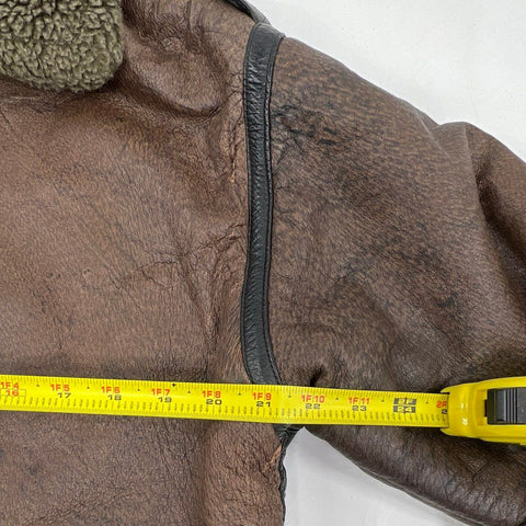 Vintage 80s Country Club B-3 Bomber Shearling Lined Leather Flight Jacket Sz M