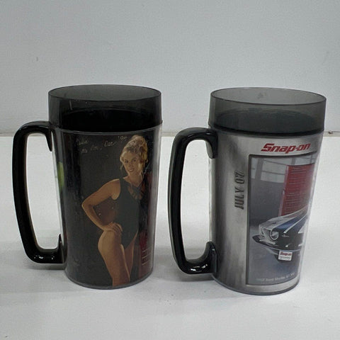Vintage Snap-on Tools 4 Pc Travel Mug Lot 2000s Pin-up Girl & Classic Car