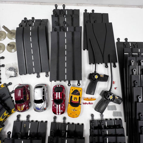 NKOK Slot Car Racing Set 4 Cars PT Cruiser Viper Corvette C5-R Large Track Lot