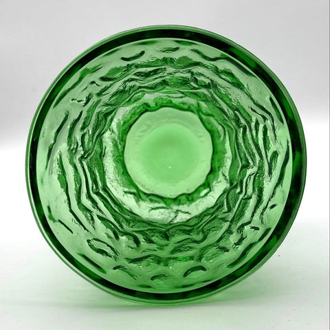 Vintage Green Glass Vase Set 3 Piece Lot Textured Ribbed Diamond Bud Vases