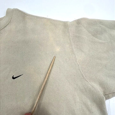 Vintage 90s Nike Men's Crewneck Sweatshirt Beige Embroidered Swoosh Sz XXL