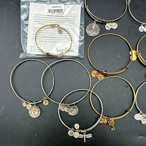 Alex and Ani & Luca + Danni Jewelry Lot 18pc Silver Gold Tone Charms Bangle