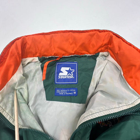 Vintage 90s Starter Miami Hurricanes NCAA Full Zip Puffer Jacket Sz M