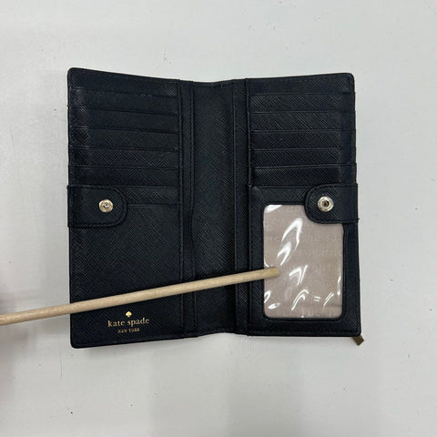 Kate Spade Burgundy Leather & Black Floral Print Wallets Lot of 2