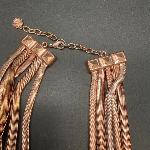 Graziano Rose Gold Tone Multi-Strand Snake Chain Necklace & Beaded Bracelet Set