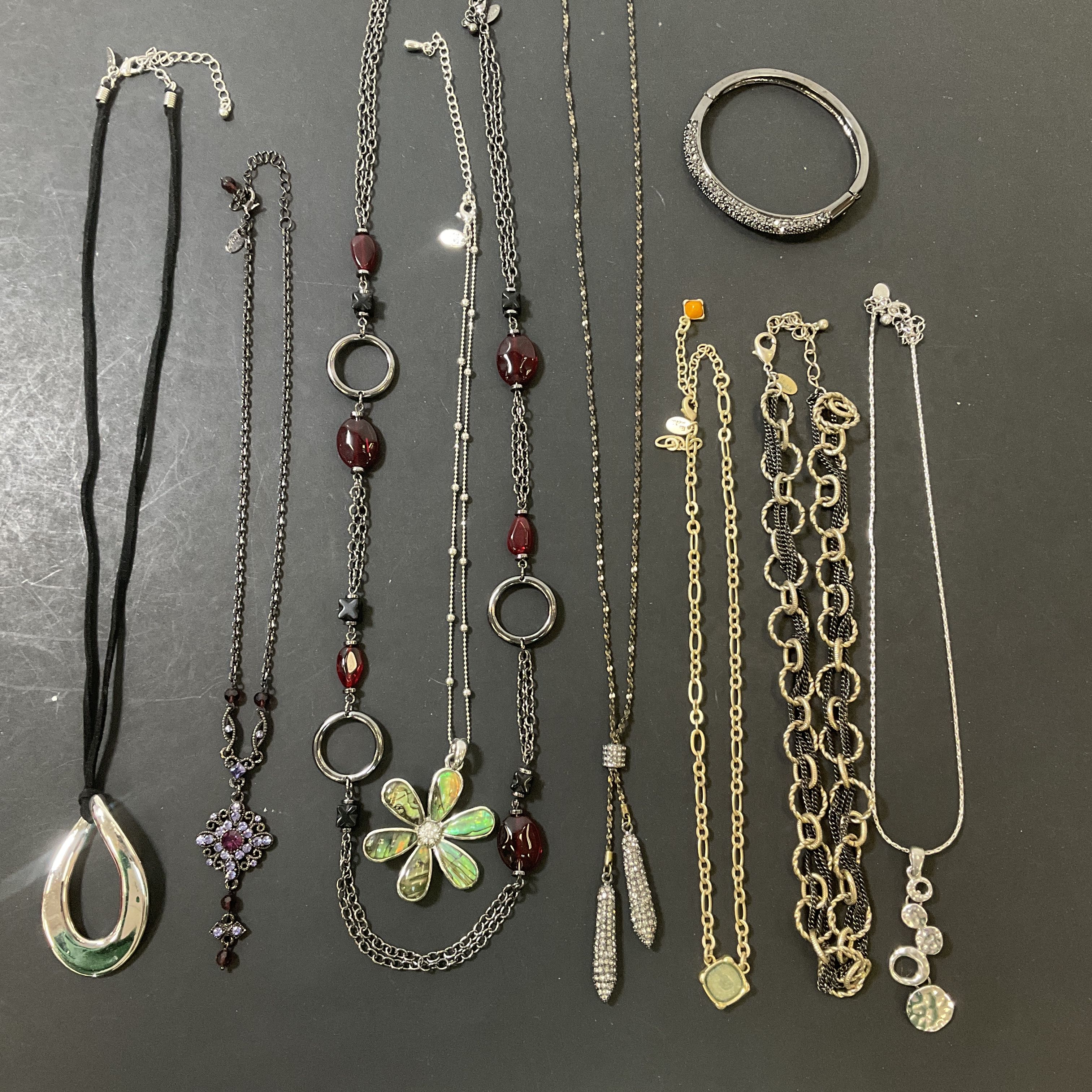 Lia Sophia Jewelry Lot of 8 Necklaces and 1 Bracelet Silver Tone Gold Tone