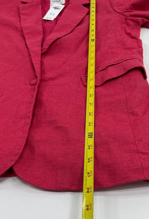 Abercrombie & Fitch Pink Single-Breasted Linen Blend Blazer Jacket Women's S NWT