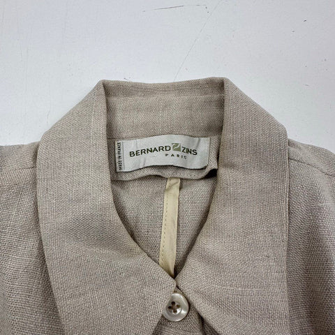 Bernard Zins Women's Vintage 90s Tan Linen Shirt Jacket Made in France Sz 8