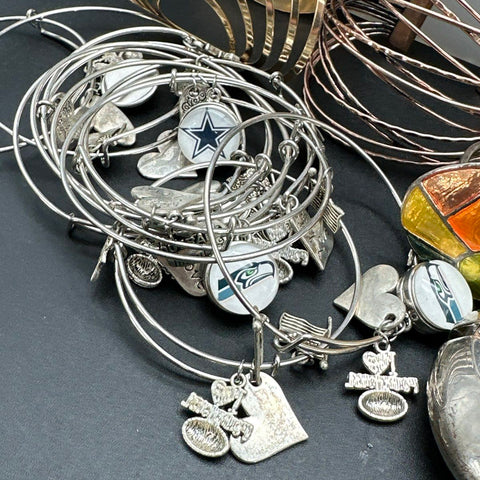 Mixed Bracelet Jewelry Lot of 40+ Vintage to Modern Bangles Cuffs Beaded Sports
