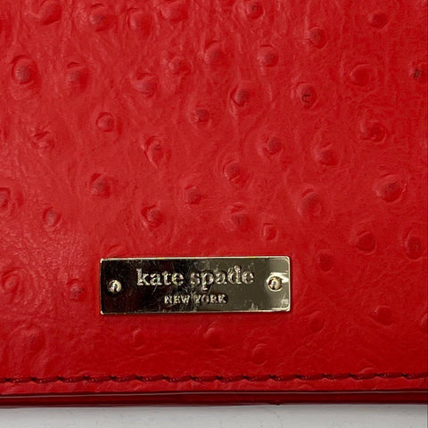 Kate Spade Red Ostrich Embossed Leather Crossbody Bag Gold Hardware