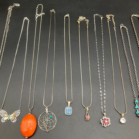 Fashion Costume Jewelry Lot of 12 Necklaces Heart Butterfly Dreamcatcher