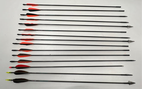 Beman Hunter Archery Arrow Lot 15 Arrows Mixed Tips Carbon Shafts Broadheads