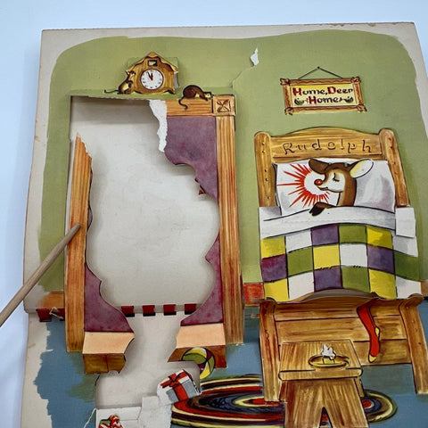Vintage 1950 Rudolph The Red-Nosed Reindeer Pop-Up Book Robert L. May Maxton