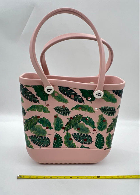 Bogg Bag Pink Tropical Palm Leaf Baby Bogg Bag Small Tote Beach Bag Washable