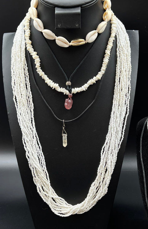 Boho Eclectic Fashion Necklace Lot of 10 Shell Bead Harmonica Wizard Arrowhead